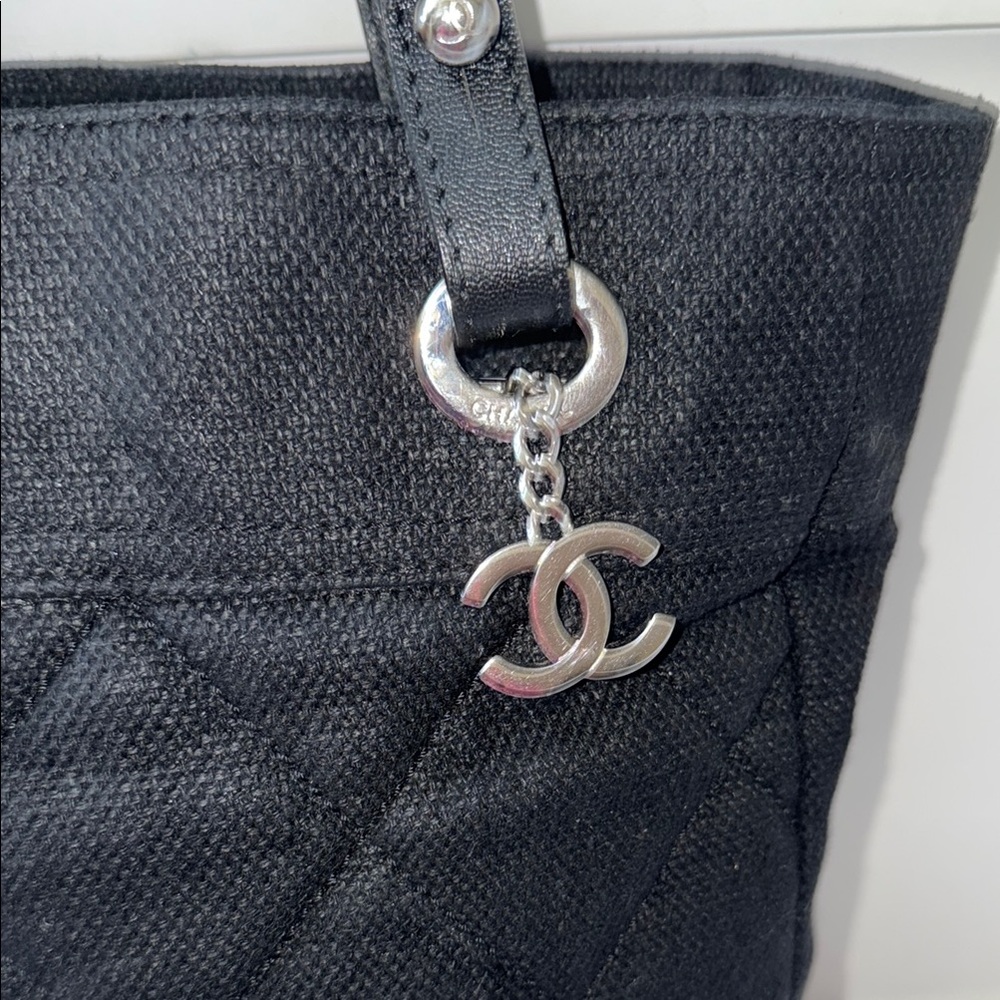 Chanel Black Quilted Canvas Tote Bag - Picture 3 of 13